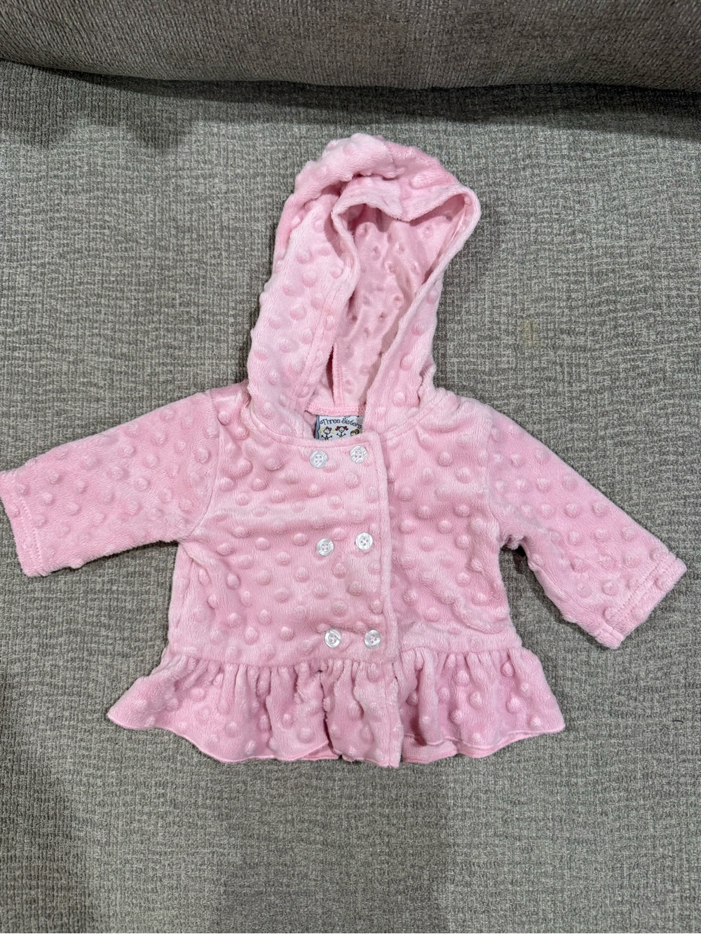 Pink Hooded Dot-Texture Baby Cape Jacket